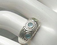 Silberschmuck, Ring 925 Silber, Blautopas, Peridot